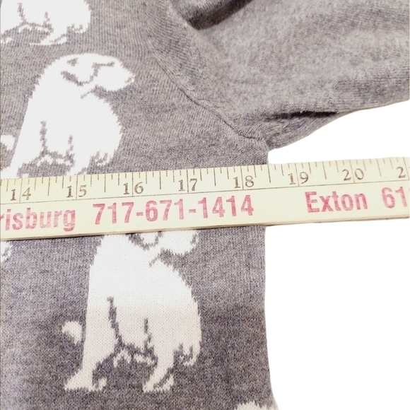 Loft Medium Crewneck Sweater Dogs Puppies Gray Knit Long Sleeve 100% Cotton EUC - Picture 10 of 14
